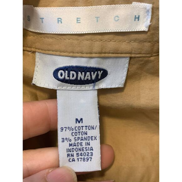 Old Navy beige buttoned long sleeves stretch shirt size M - Picture 3 of 8